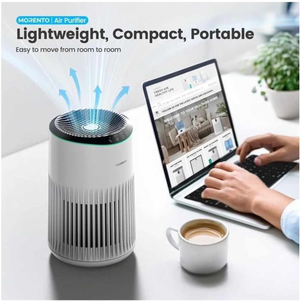 MORENTO Air Purifiers for Home, Air Purifier for Smoke Pet Dander Odors with ...